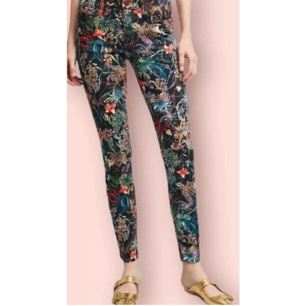 Anthropologie Pilcro and the Letterpress Mid Rise Floral Skinny Jeans Sz 26